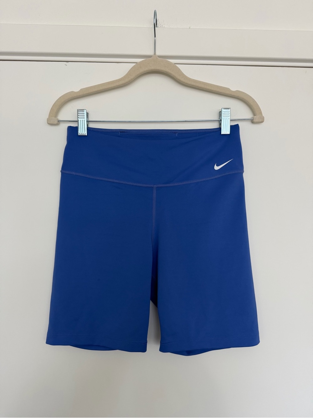 Nike Women's Blue High-Rise Bike Shorts with Swoosh